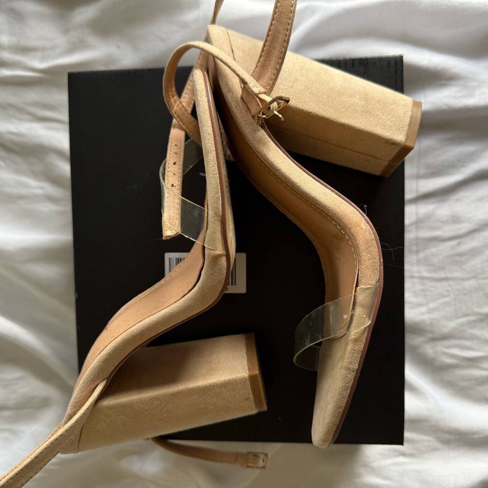 Liliana Beige Block Heel Sandals